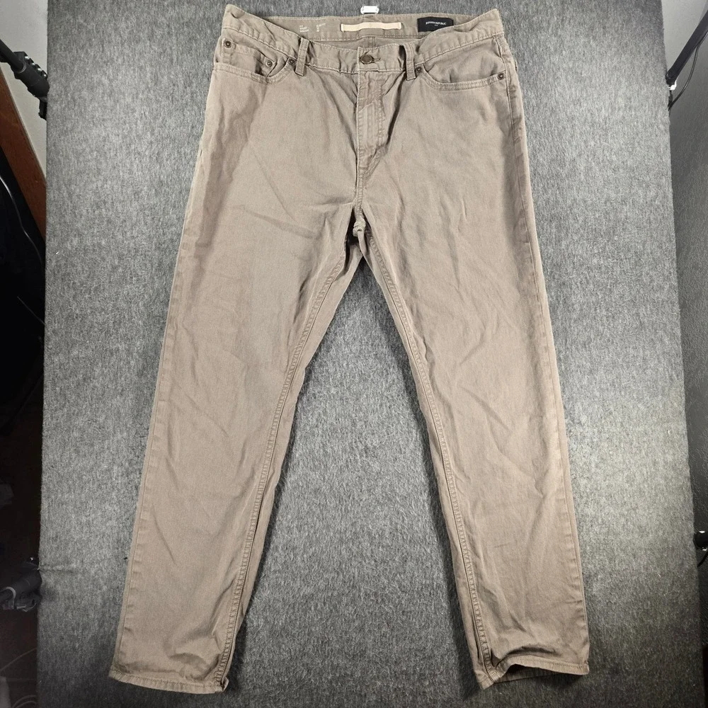 Banana Republic Slim Fit Linen Blend Pants Mens 36x30 Brown Washwell Chino